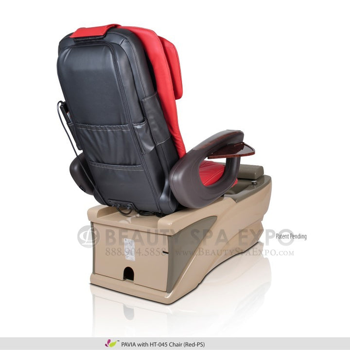 Pavia Pedicure Chair. HT 045 Red Seat Color. Back View